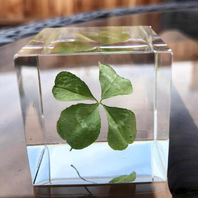 Real Four Leaf Clover Cube | Imperfect, Lucky Clover, Gift For Luck, Resin Paperweight, Luck Charm, St. Patrick's Day Gift-Ready To Ship