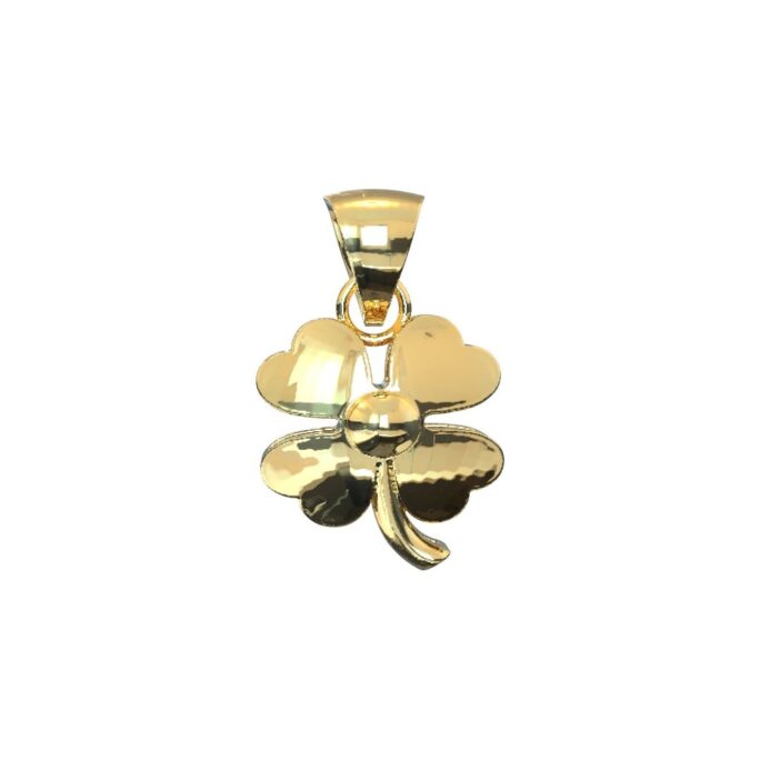Unisex 10K 14K Gold Four Leaf Clover Pendant - Faith, Hope, Love, & Luck Symbol Charm