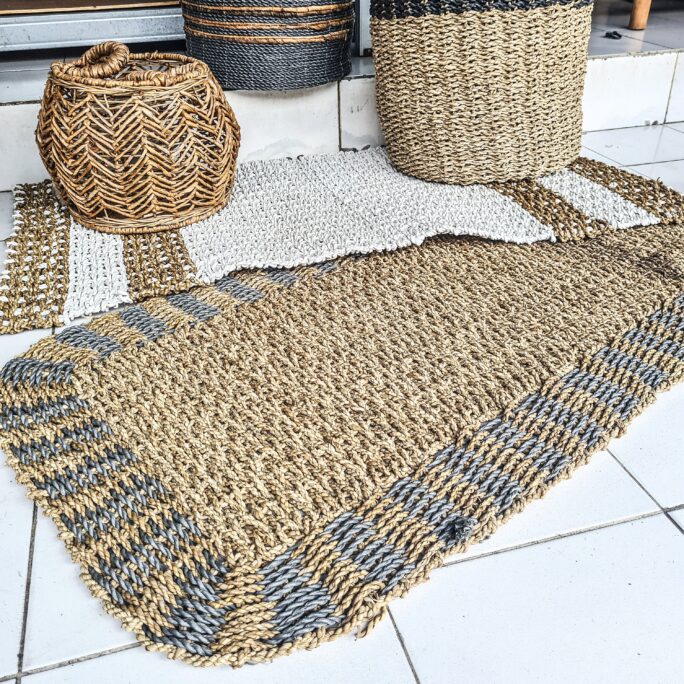 Wicker Eco Carpets Size 60x120cm Seagrass Boho Organic Carpet Rug Tapis Bali Style Woven Interior Items Bath Mat