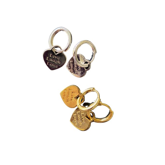 Live Laugh Love Earrings - Handmade Sterling Silver With Gold Plating