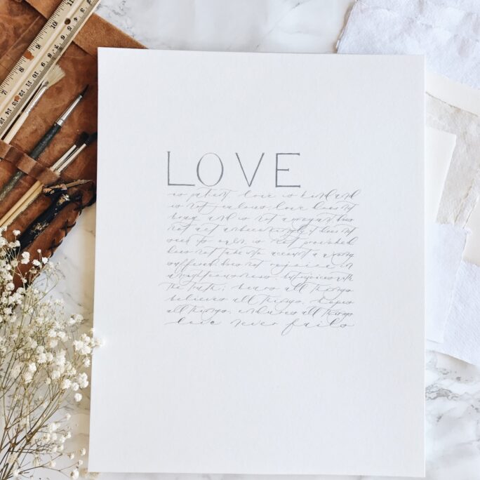 Love Print, 1 Corinthians 13 in Calligraphy