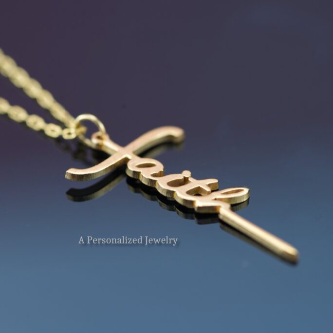 Faith Necklace, Cross Jewelry, 18K Gold Sterling Silver Christian Religious Gift For Women, Christmas Gift, Jesus