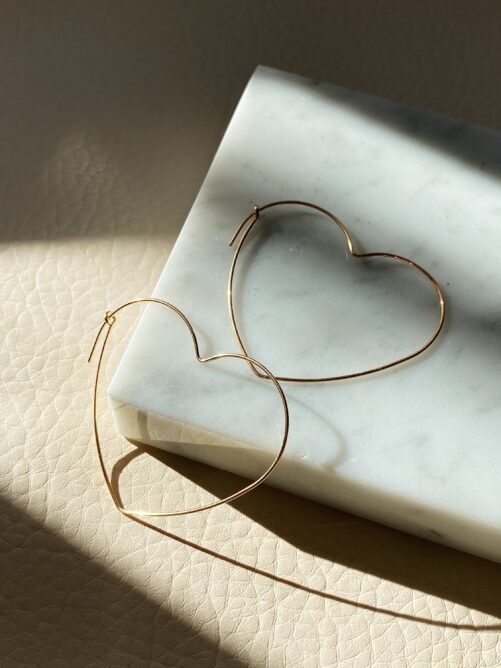 Gold Heart Earrings, 14K Filled Waterproof Endless Hoop Gift For Bff, Girlfriend Valentines Day Gift, Love Earrings