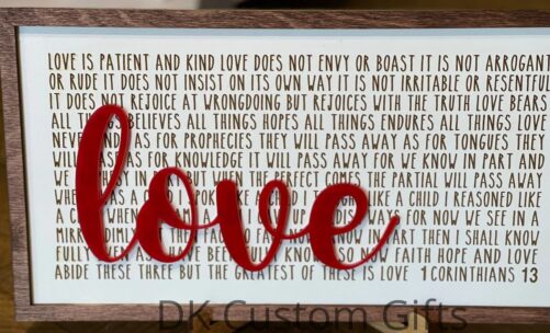 Love Corinthians Scripture Engraved Word Sign Valentines Day, Wedding Gift, Anniversary Gift
