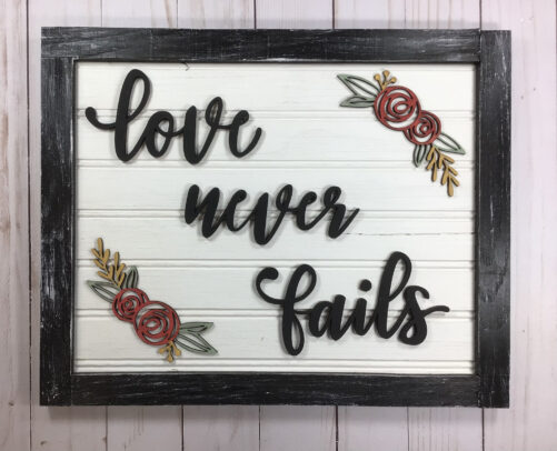 Love Never Fails Sign, Farmhouse Wall Decor, Rustic Art12