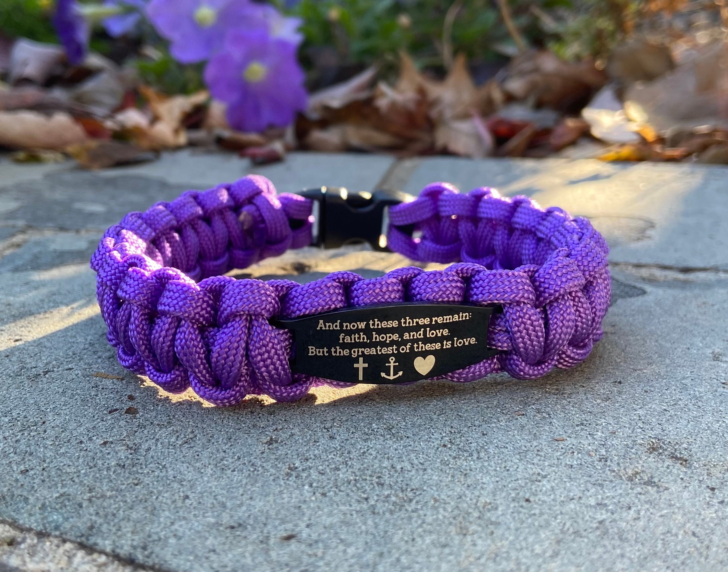 1 Corinthians 13 Paracord Bracelet Or Personalized Engraved Stainless Steel Id Tag, Pick Two Colors, Text, Designs, Medical Information