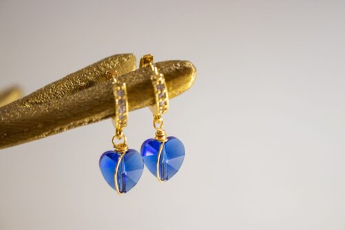 Blue Heart Hoop Earrings, Love Earrings, Huggie Mini Hoop Minimalist Valentine's Day, Gifts For Women