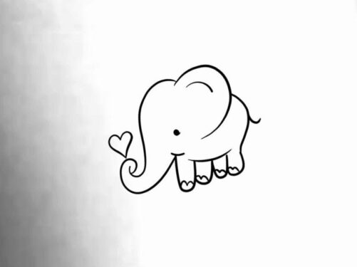 Elephant Heart Temporary Tattoo/Elephant Tattoo Baby Animal Heart Love Simple