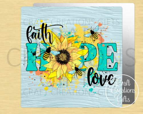 Square Sign Faith Hope Love, Bees Blue Christian Crafts Miniatures Tiered Tray Decor Wreaths