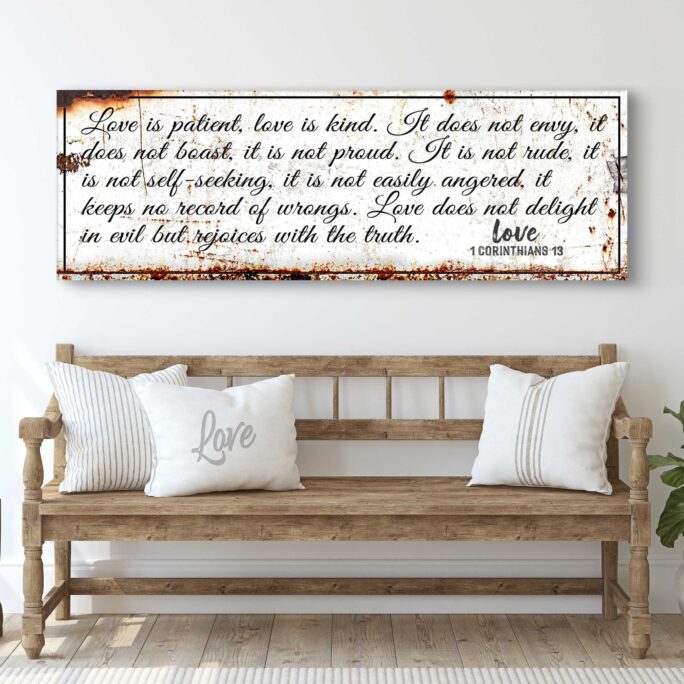 1 Corinthians 13 Bible Sign | Love Is Patient Kind Wall Decor Christian Wedding Gift Couple Verse Art