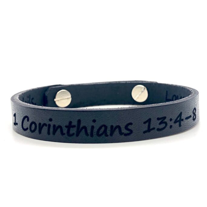 1 Corinthians 13 Bible Verse Bracelet Custom Men Jewelry Personalized Leather Unisex Band Engraved Cuff