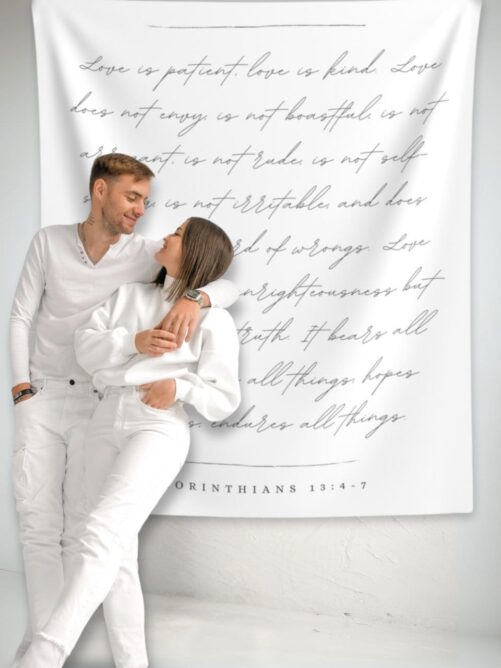 1 Corinthians 13 Wedding Scripture Backdrop, Bible Verse Tapestry Reception Banner