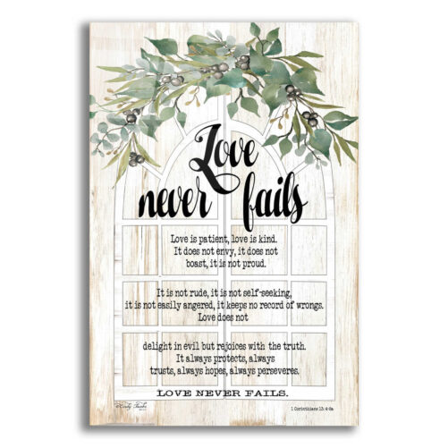 Acrylic Glass Wall Art "Berry Swag Love Never Fails' By Cindy Jacobs
