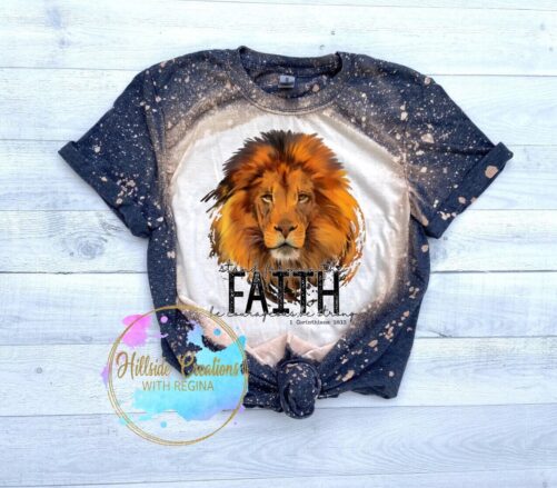 Bleached Tee-Lion 1 Corinthians Stand Firm in The Faith, Be Courageous, Strong
