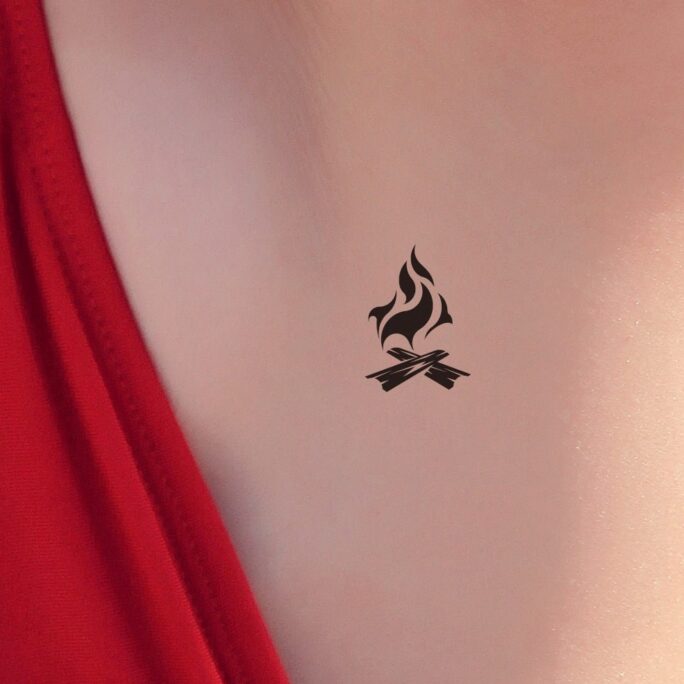 Bonfire Temporary Tattoo in Black. The Symbolism Of Fire Is Passion & Desire, Rebirth, Eternity, Hope