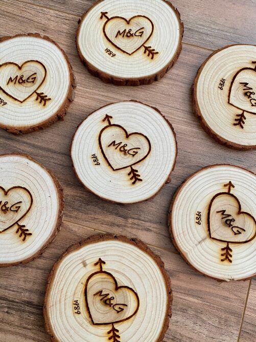 Custom Engraved Wood Coaster Set - Perfect Valentine's Day, Wedding, Engagement, Anniversary, Or Christmas Present
