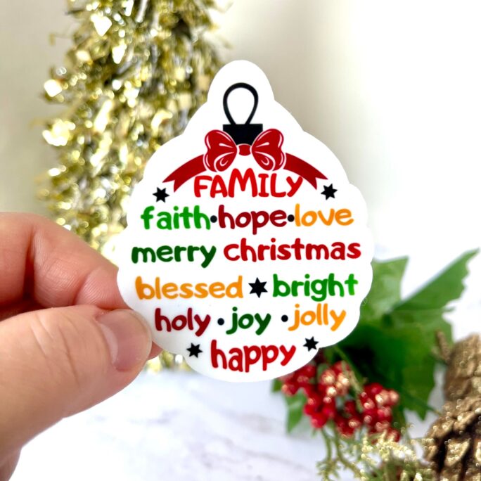 Cute Christmas Sticker, Stocking Stuffer, Family Ornament Vinyl Stickers, Favorites