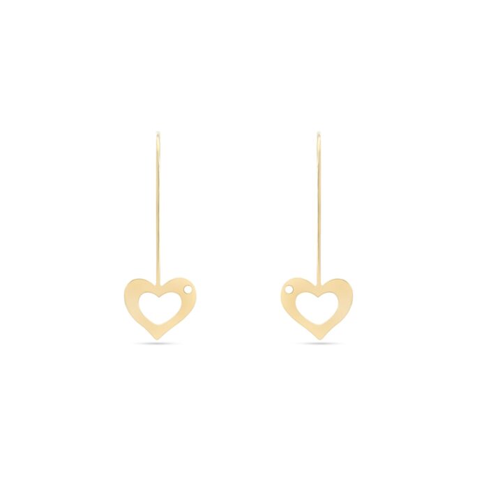Dangle Drop Heart Shape Earrings, Love Earrings in 14K Solid Gold, Birthday Gift, Gift For Her