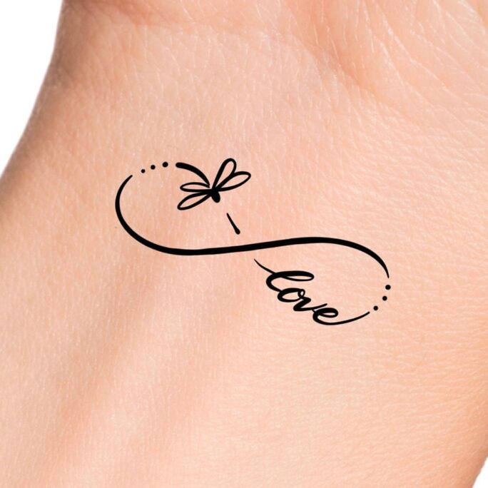 Dragonfly Infinity Love Temporary Tattoo