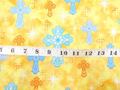 Fabric-1/2 Or 1Yd #5116/Blue White Orange Crosses-Orange Texture Background/I'll Be A Sunbeam Panel Coordinate/Cindy Sepp/Quilting Treasures