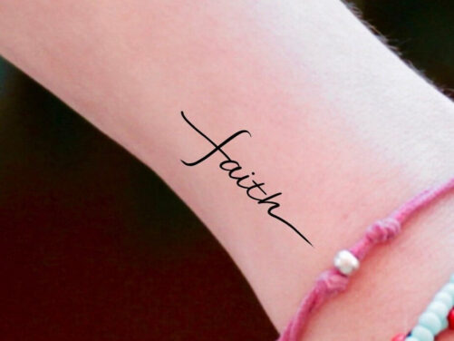 Faith Cross Temporary Tattoo/Cross Tattoo Faith Love Word Script Handwriting