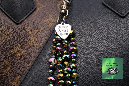 Faith Hope Love Crystal Purse Charm For Handbag Zipper Religious Gift, Christian Spiritual Gift Women, Gift Sister