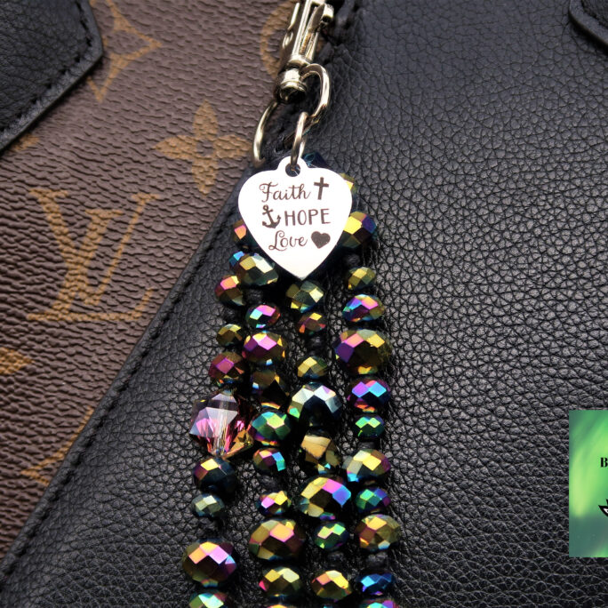 Faith Hope Love Crystal Purse Charm For Handbag Zipper Religious Gift, Christian Spiritual Gift Women, Gift Sister
