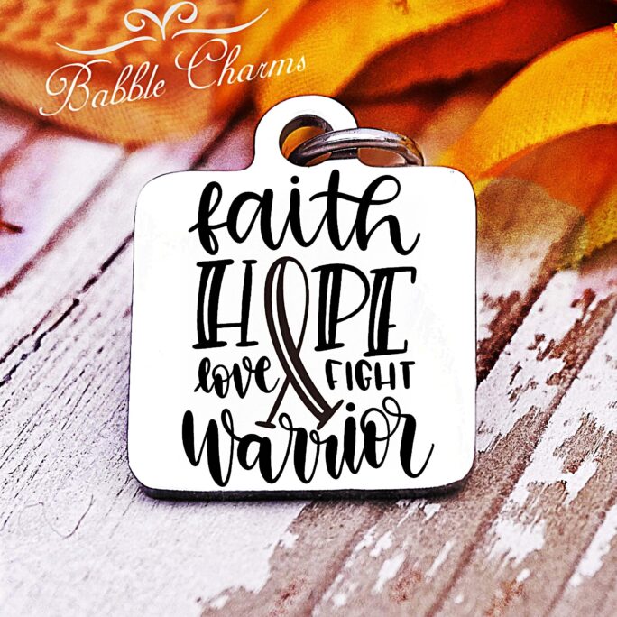 Faith Hope Love Fight Warrior, Cancer Charm, Steel Charm 20mm High Quality... Perfect For Diy Projects