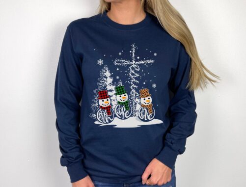 Faith Hope Love Jesus Leopard Snowmens Christmas Sweatshirt, Family Xmas Shirt, Trip Hoodie, Winter Shirt