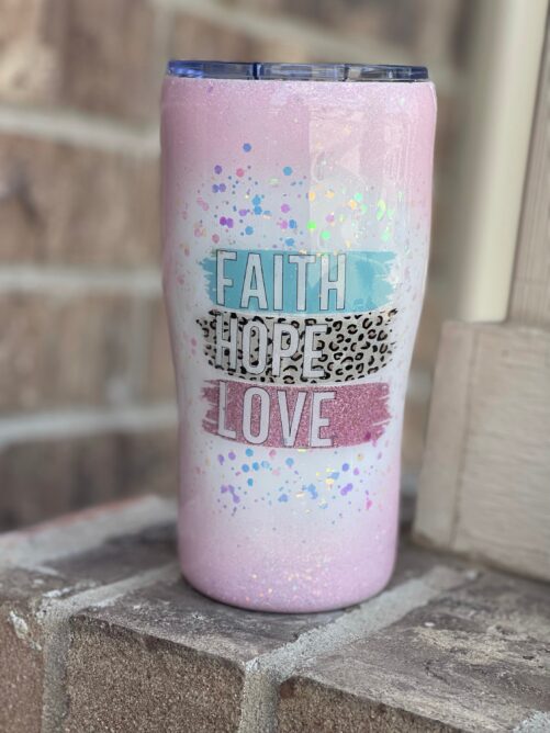 Faith Hope Love Leopard Glittered Tumbler, Personalized Glitter Tumblers, Gifts For Her, Christmas Gift, Faithful, Leopard
