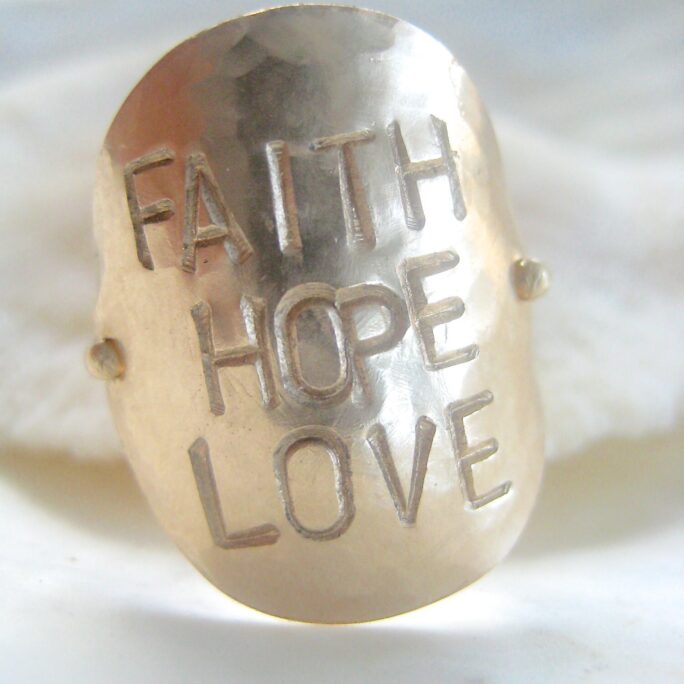 Faith Hope Love Ring - Stamped On Gold