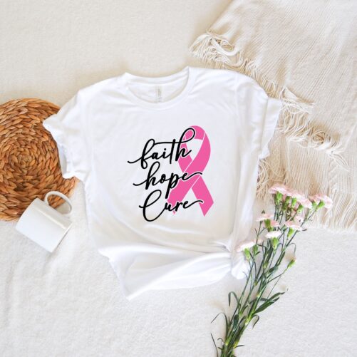 Faith Hope Love Shirt, Believer Motivational T-Shirt, Positive Gifts, Religious Cancer Ribbon Shirt, Cancer Tee