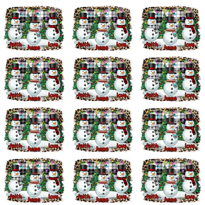 Faith Hope Love Snowman - Let It Snow Christmas Ceramic Decals- Enamel Decal Glass Fusing ~ Waterslide -96729