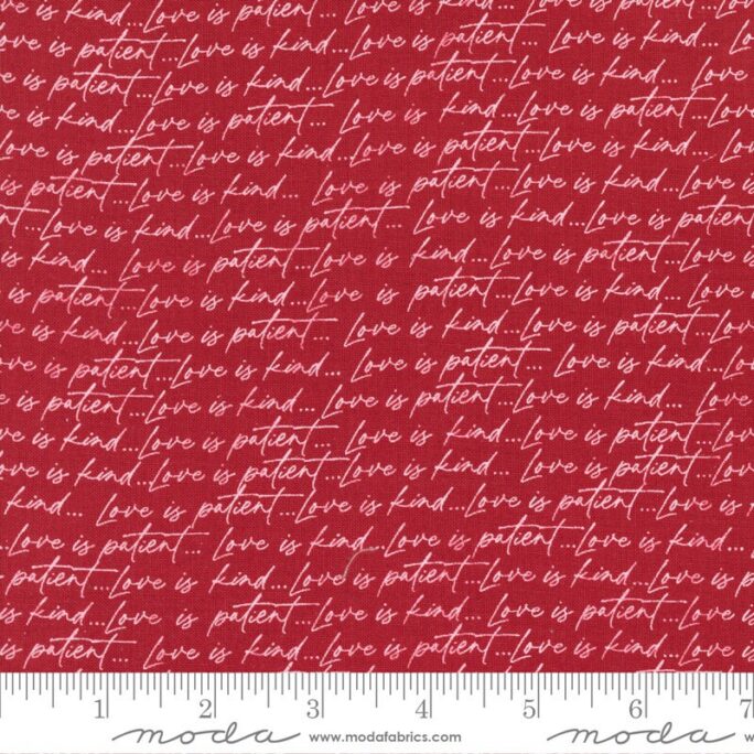 Flirt Love Is Patient 55571 Red - Moda Fabrics Valentine's Day Valentines Text Script Quilting Cotton Fabric