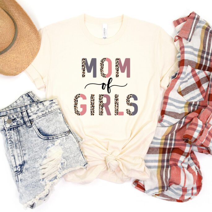 Girl Mom Shirt For Mother's Day - Of Girls Tshirt Women Mama Gift Idea New Cheetah Crewneck Tee Moms