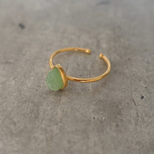 Gold Ring With A Natural, Raw Aventurine Crsytal - Me & My Mood Jewelry