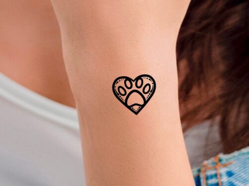 Heart Paw Print Temporary Tattoo