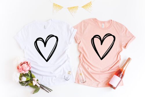Heart Valentines Shirts, Matching Tees, Group Valentine Shirts Hand Drawn, Teacher Shirt, Besties
