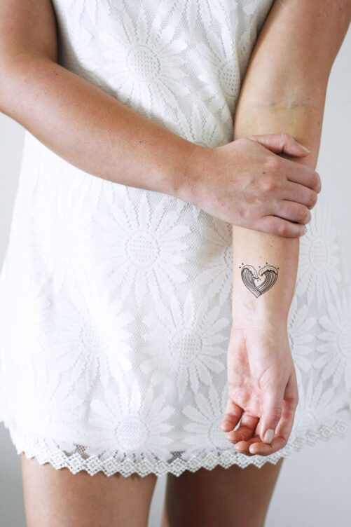 Heart Waves Temporary Tattoo | Wave Sea Lover Gift Idea Gift