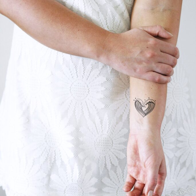 Heart Waves Temporary Tattoo | Wave Sea Lover Gift Idea Gift