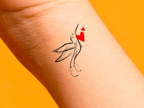 Hummingbird Love Temporary Tattoo/Bird Tattoo Animal