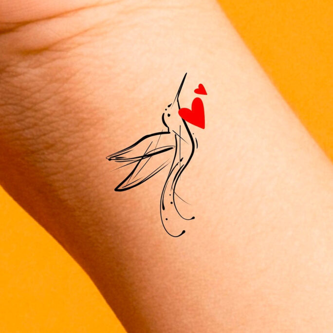 Hummingbird Love Temporary Tattoo/Bird Tattoo Animal
