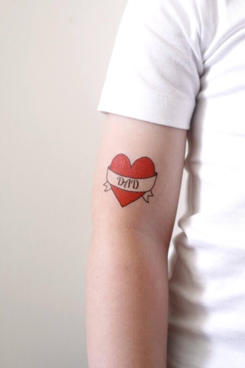 I Love Dad Temporary Tattoo | Heart Fathers Day Gift Idea Kids Photo Shoot Prop