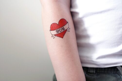 I Love Mom Temporary Tattoo | Heart Mothers Day Gift Idea Kids Photo Shoot Prop