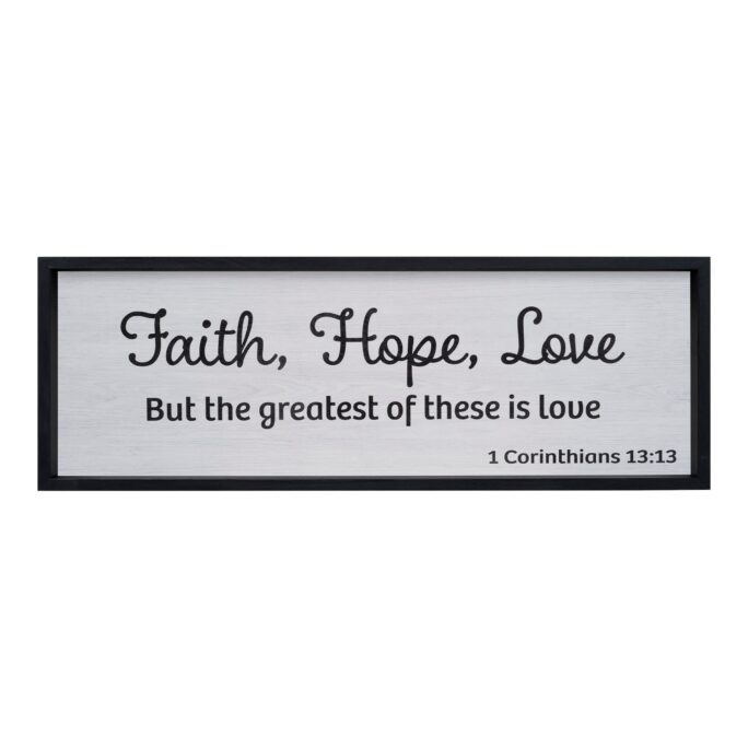 Jennygems Faith Hope Love | Large 3 Ft X 1 Framed Wood Sign Home Accent Dining Room Wall Hanging Handmade in Usa