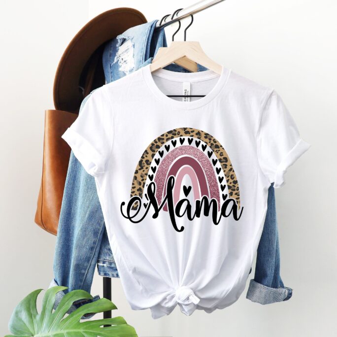 Leopard Rainbow Mama Shirt, Women's Racerback Gift, Mom Life Shirt, Mother's Day Gift For Mom - El176