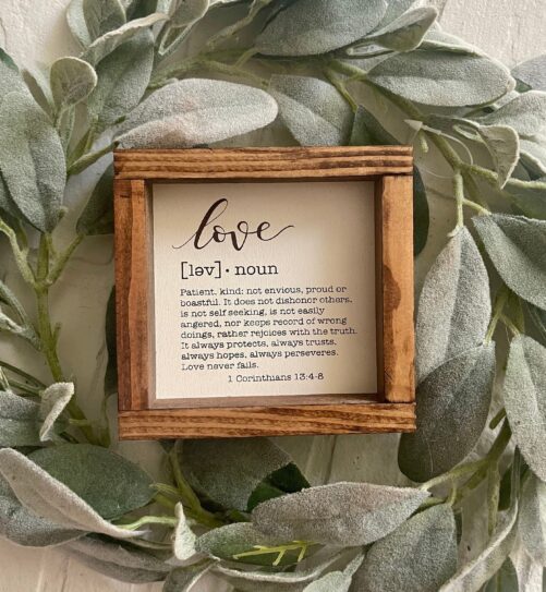 Love Definition Sign - 1 Corinthians 134-8 Laser Engraved Wedding Decor