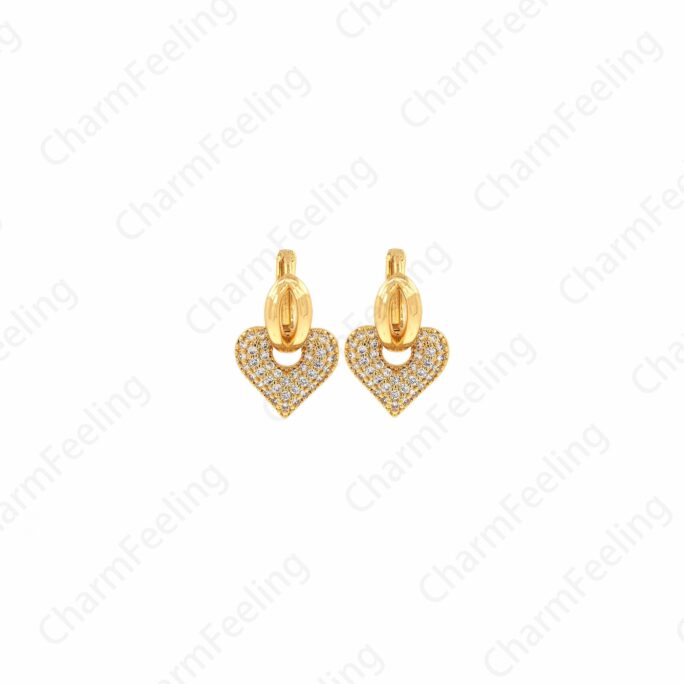 Love Earrings, Hoop, 18K Gold Filled Heart Diy Jewelry Accessories 15.7x25x3mm