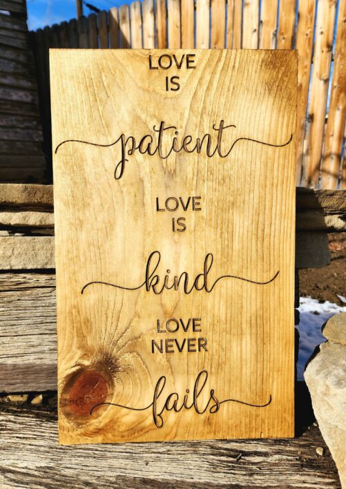 Love Is Patient Engraved Sign 1 Corinthians 13 Wooden Valentine's Day Home Decor