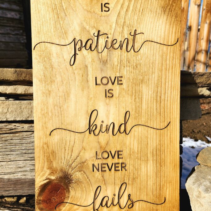Love Is Patient Engraved Sign 1 Corinthians 13 Wooden Valentine's Day Home Decor